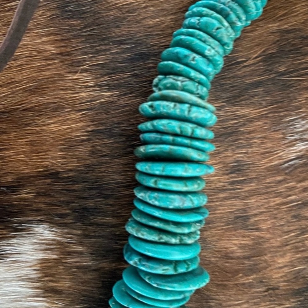 Keep It Gypsy SANDRA LING Design Turquoise Stone Leather Adjust Choker Necklace - Picture 4 of 5